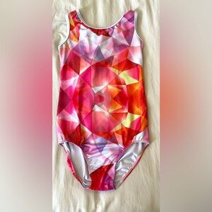 Metallic Pink & Orange Leotard - Strappy Back - Sz 12